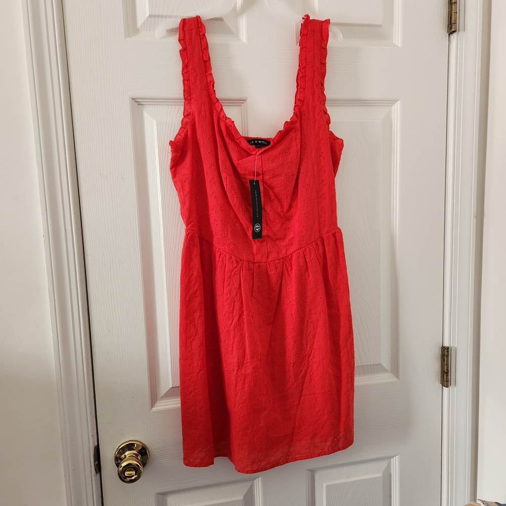 As U Wish Red Eyelet Sundress